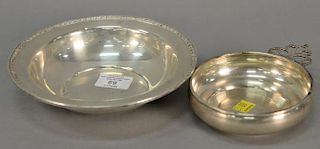 Two sterling silver pieces including Lenox silver porringer and a sterling silver bowl, 8