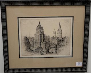 Etching of Madison Square Hotel, signed lower right in pencil
