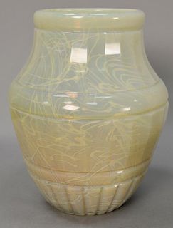 Art glass vase, vaseline with swirl and splash decoration