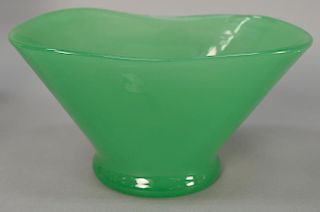 Steuben jade glass vase, oval shape