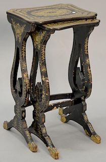 Two Oriental lacquered stacking tables. ht. 26", wd. 15", dp. 12".
