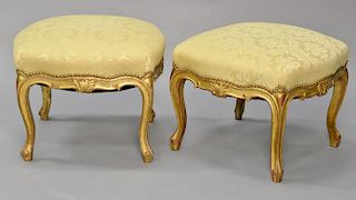 Pair of gilt Louis XV style foot stools. ht. 16 1/2", top: 21" x 21"