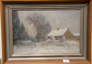 Daniel Bigelow (1823-1910), oil on canvas winter landscape with farmhouse, signed lower right D