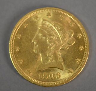 1906 D $10. Liberty gold coin.