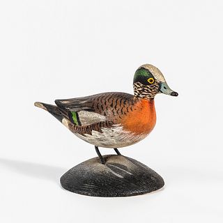 Carved and Painted Miniature Male Baldpate Duck
