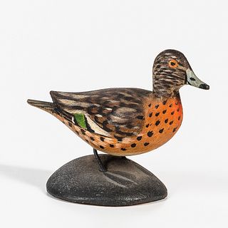 Carved and Painted Miniature Male Green-winged Teal