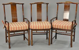 Set of eight Baker Chinese style dining chairs.