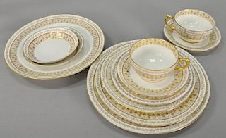 Large Limoges French porcelain dinner set with seven large serving pieces (some pieces with chips), 116 pieces