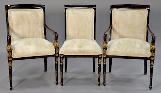 Set of eight Continental style dining chairs including two armchairs.