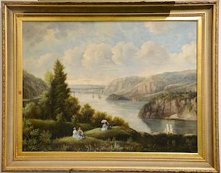 Torrins?, oil on canvas 20th century Hudson River Valley landscape copy, signed lower left Torrins?, 30" x 40".