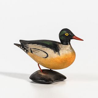 Carved and Painted Miniature Male Common Merganser
