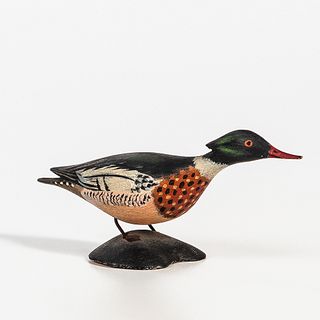 Carved and Painted Miniature Male Red-breasted Merganser
