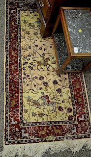 Silk Oriental throw rug, 2'3" x 4'8".