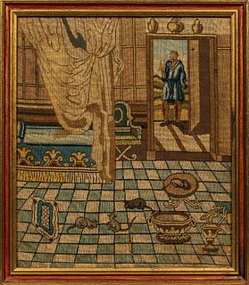 Needlework Picture of a Scene with Mice