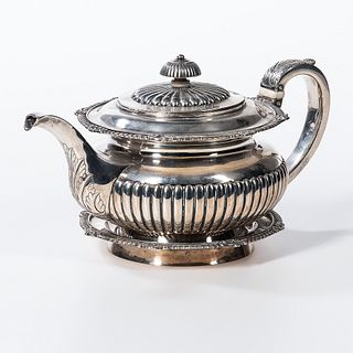 Chinese Export Silver Teapot and Stand