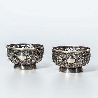 Pair of Small Chinese Export Reticulated Bowls