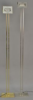 Four brass floor lamps. ht. 73" to 79"