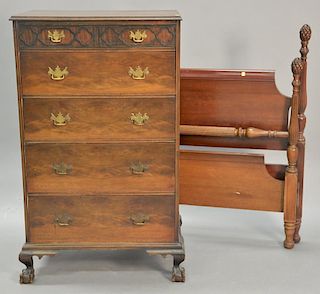 Two piece lot including a custom mahogany chest