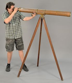 Large brass telescope and tripod. lg. 57"