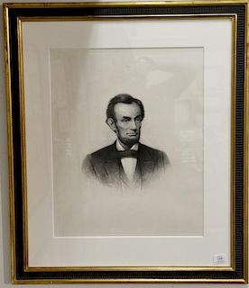 Stephen James Ferris (1835-1915) etching, Abraham Lincoln portrait, marked in plate SJ Ferris 1881, After an interpretation of an en...