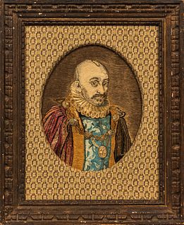 Oval Silk Needlework Picture of a Nobleman