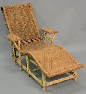 Rattan wicker chaise. lg. 67"