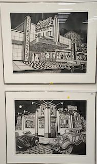 Bruce McCombs (1943), two etchings including "Bullitt" and "Night Tower", pencil signed lower right B