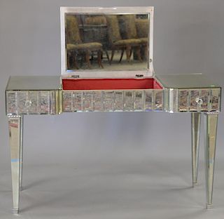 Mirrored poudreuse style vanity (small chip on top back left and left middle). ht. 30 in.; wd. 50 in.; dp. 20 in.