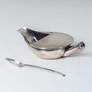 Indian Export Silver Pap Boat and Spoon