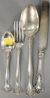 Sterling silver flatware set, 42 piece, 36 t oz