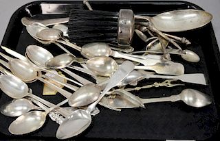 Group of sterling and silver flatware to include, 15 t oz weighable sterling.
