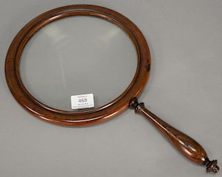 Large mahogany framed magnifying glass, probably late 19th century