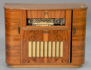 Phillips shortwave radio in deco floor model cabinet with National turntable. ht. 31", wd. 42", dp. 17"