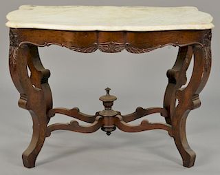 Victorian shaped marble top table. ht. 30", top: 29" x 42"