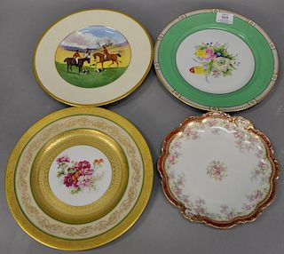Four sets of plates including a set of 8 Minton sporting fox hunt plates, 6 Royal Bavarian "Favorite" plates, 9 Coronet dessert plat...