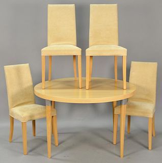 Ligne Roset Contemporary French table and four chairs, table dia