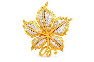 Cartier Diamond Leaf Brooch