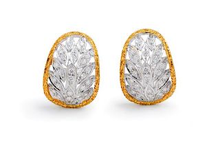 Buccellati Diamond Gold Earclips
