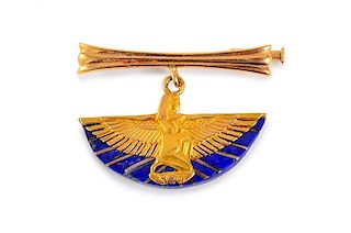 Egyptian Revival Gold Pin