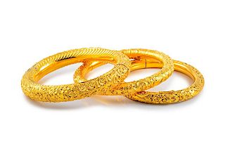 Set of Three High Karat Gold Bangles
