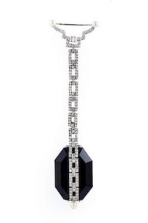 Edwardian Diamond and Onyx Pendant Watch
