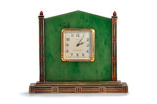 Charlton Deco Jade Enamel Desk Clock