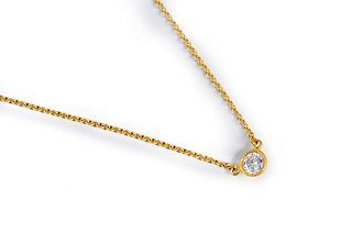 Tiffany 18K Diamond Pendant Necklace