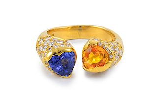 Bulgari Sapphire Citrine Diamond Ring
