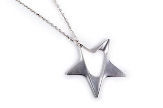 Georg Jensen Silver Star Pendant Necklace