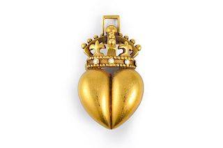 Barry Kieselstein-Cord Gold Heart Diamond Crown Pin