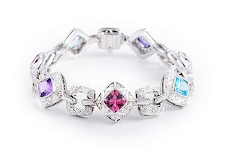 Asprey Colored Stones Diamond Bracelet