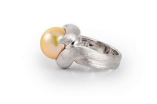 Henry Dunay Platinum Gold Pearl Ring