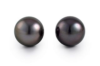 Large Tahitian Black Pearl Earrings