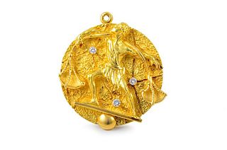 Tiffany Gold Diamond Libra Pendant